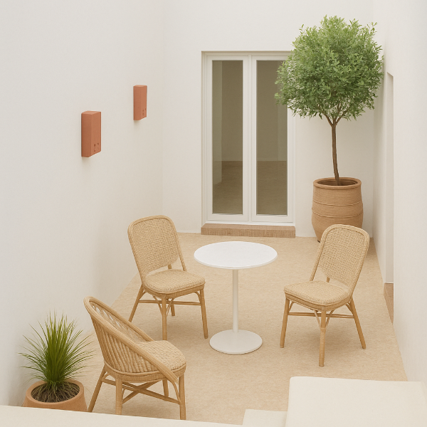 Render de terraza interior del piso en el centro de valencia